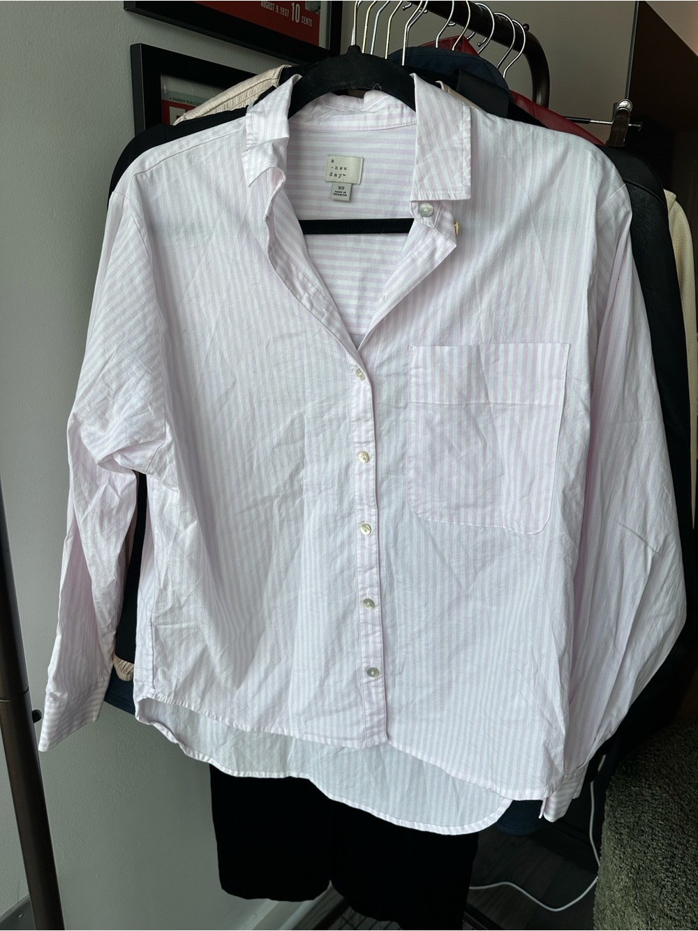 a new day Light Pink Striped Button-Down Shirt